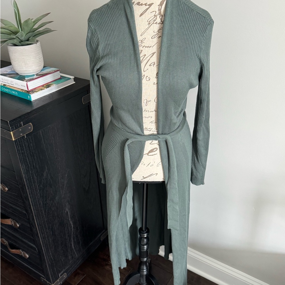 Express Green Relaxed Wrap Tunic Top
